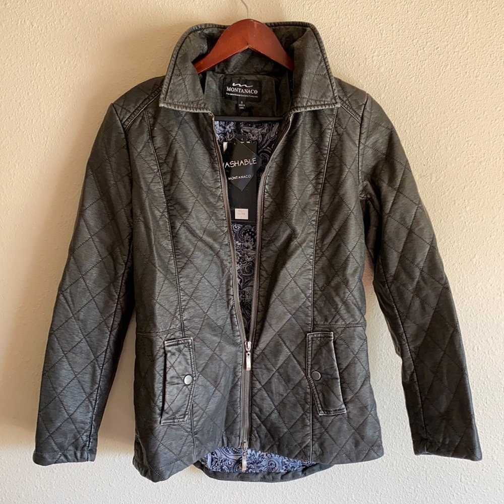Zip up leather jacket